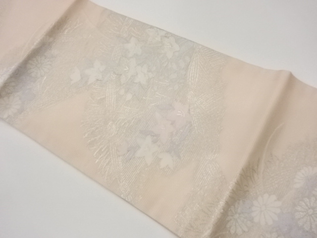 Gauze Nagoya obi with chrysanthemum pattern on bellflower